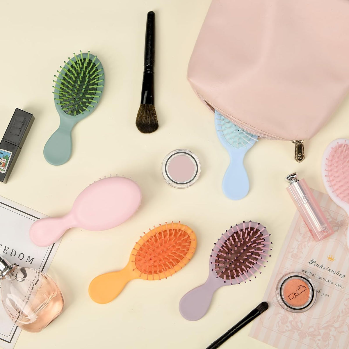 12 Pack Mini Wet Hair Brush Travel Detangling Brush for Most Hair Types with Ease Knots Without Tears or Breakage, 12 colors