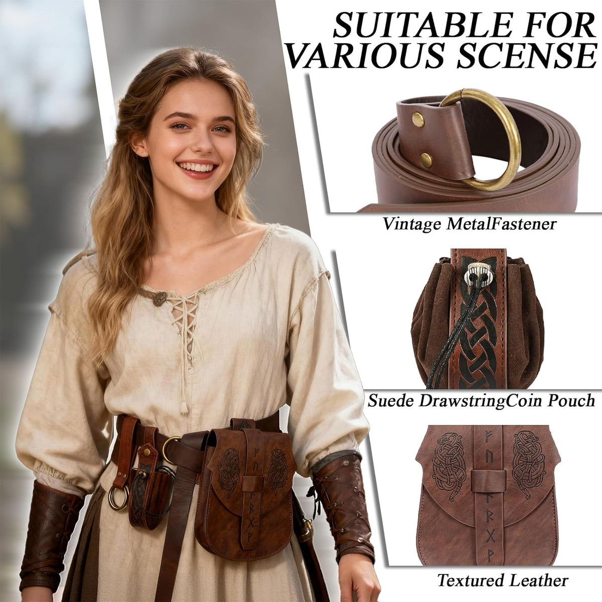 Brown Renaissance Viking Pirate Belt Pouch