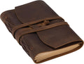 Leather Journal Notebook Genuine Leather Bound Journal Cover for Writing 300 Handmade Kraft A5 Lined Pages Vintage Journal Daily Notepad for Men Women Travel, Brown (8''x6'')