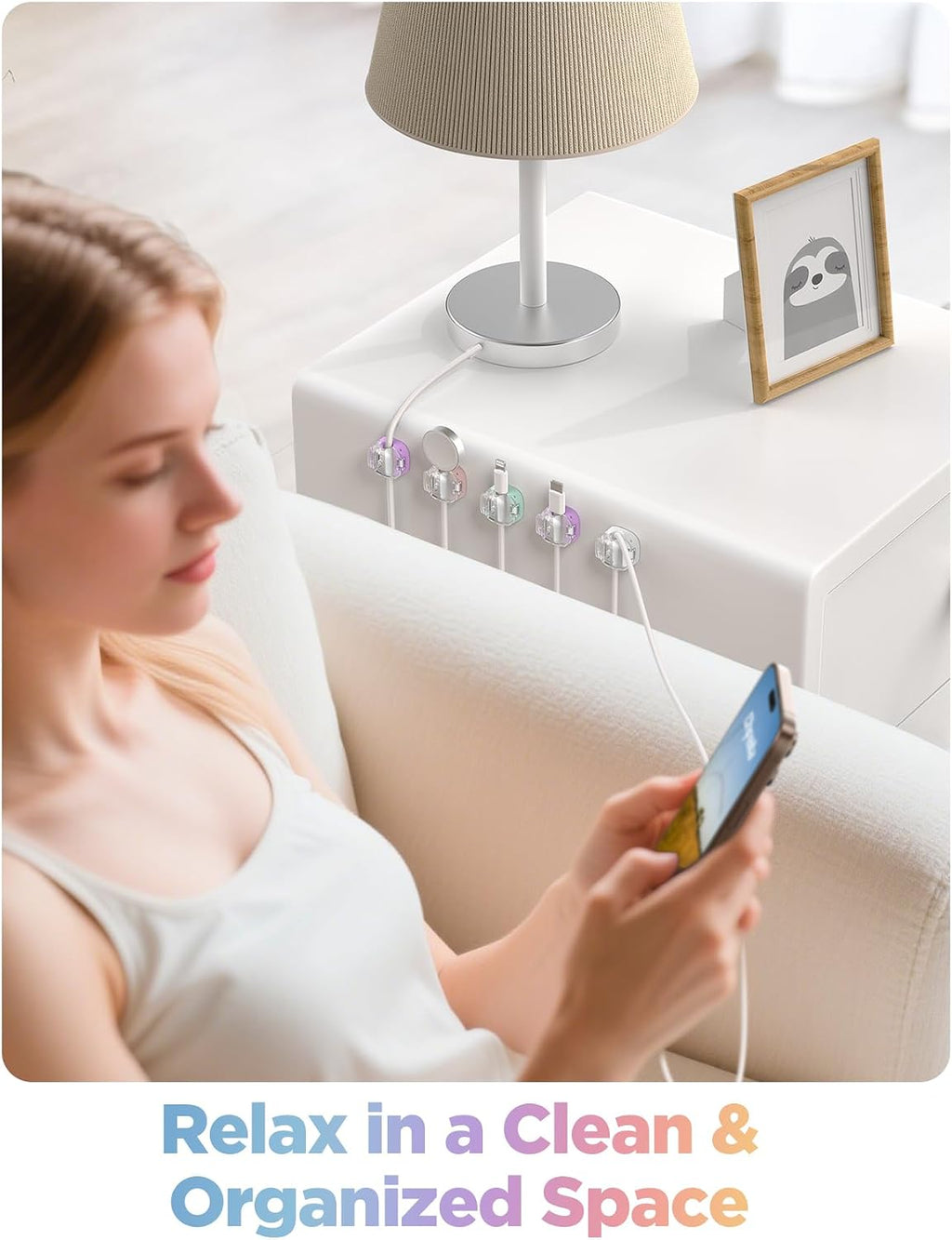 Chfeila Cable Clips, 8 Pack Cord Holder Cord Organizer, Cable Management
