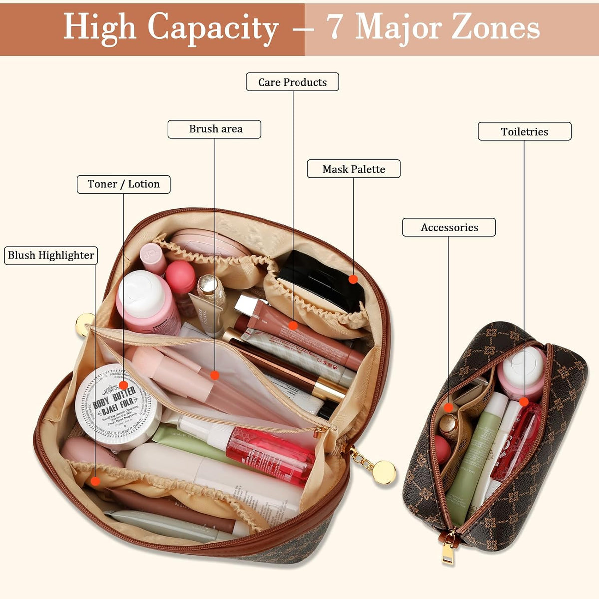 Initial Makeup Bag Personalized Gift for Women Teen Girls