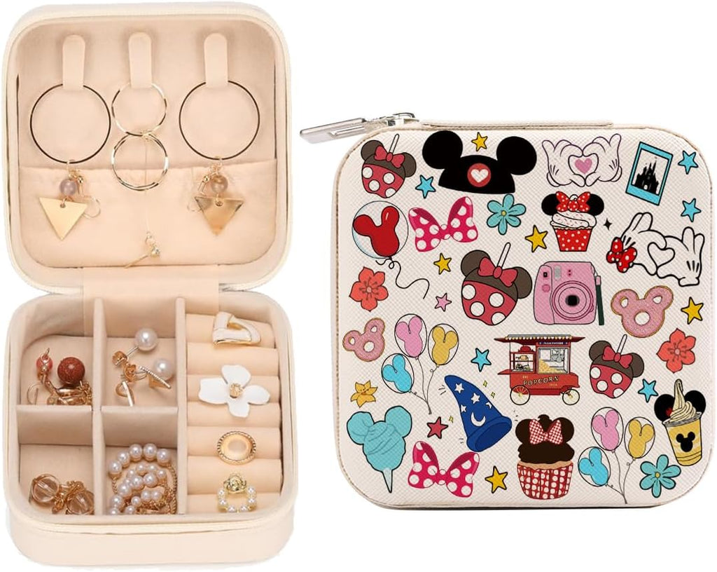Cartoon Mouse Castle Travel Jewelry Case, Small Box Organizer, Cartoon Gifts Merchandise, Birthday Christmas Gifts for Cartoon Lovers Fans Women Teen Girls Friends Sister Her