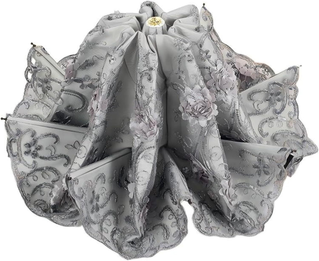 Foldable Lace Sun Parasol UPF 50+ UV Protection Flower Embroidery Vintage Umbrella