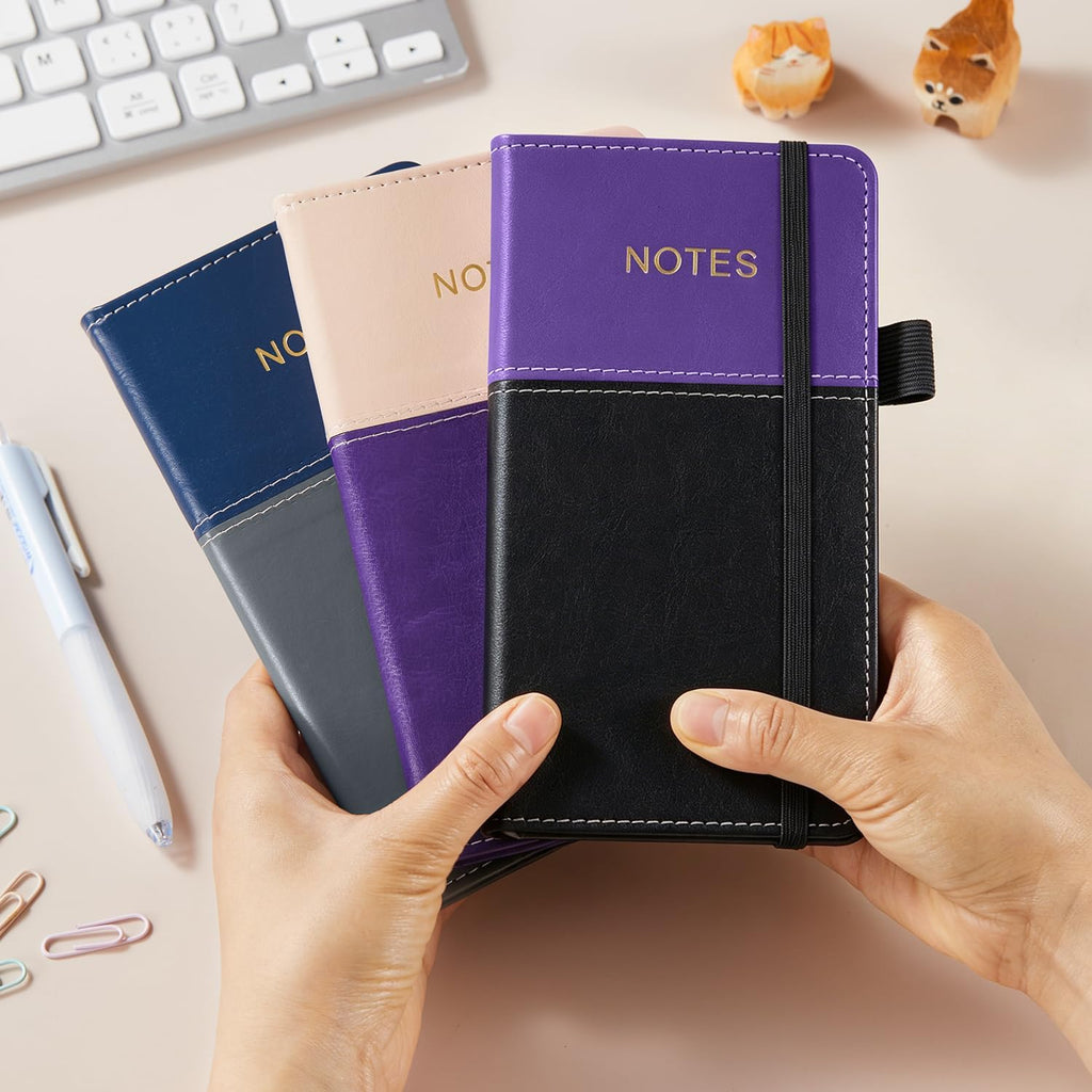 Small Lined Notebook, Pocket Journal Notebook, 3.8" x 7", 140 Pages 100GSM Paper, Leather Hardcover, Mini Diary Notepad for Women/Men, Writing, Travel, Work