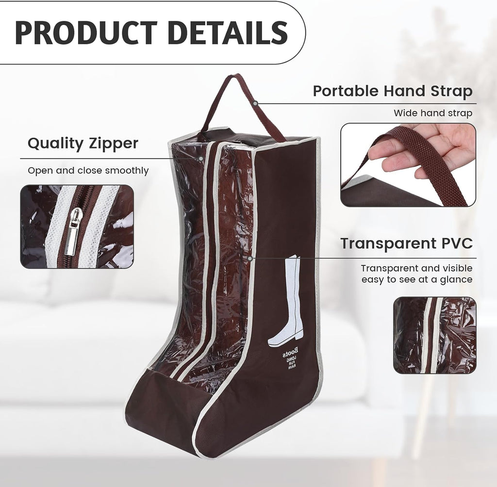 2 Pcs Clear Boot Storage Bag,Plastic Tall Boot Bag,Shoe Bags for Travel,Clear Shoe Bags for Tall Boot Storage,Boot Bags for Cowboy Boots,Waterproof & Dustproof Boot Bags for Travel,Boot Bag Equestrian