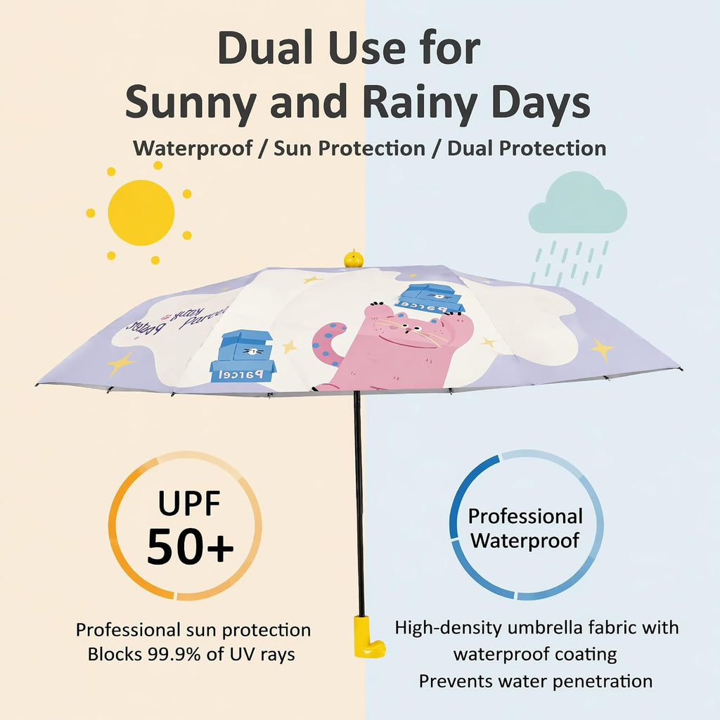 Cute Cartoon Umbrella, UPF 50+ Compact for Women