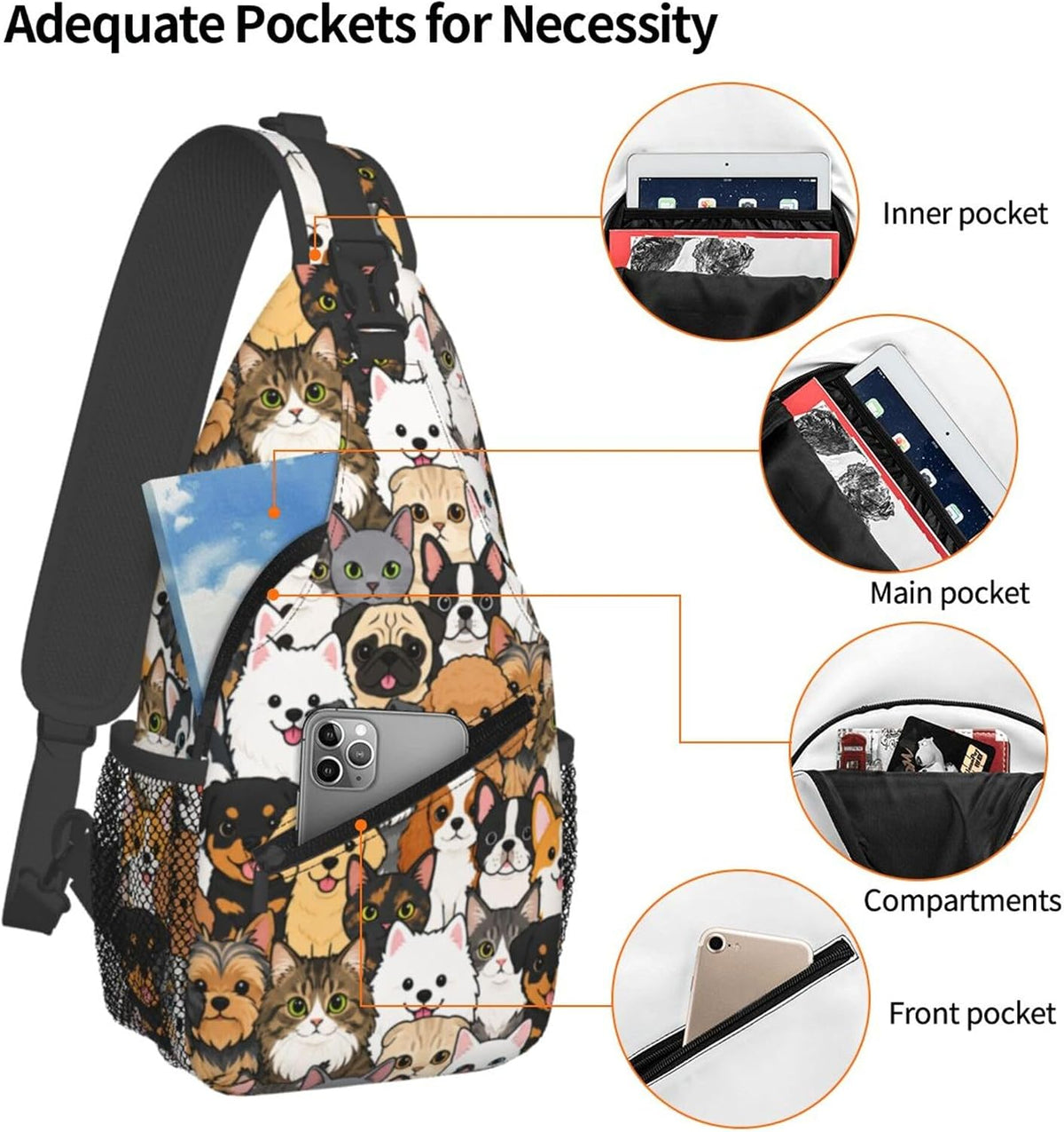 Sling Backpack Unisex Crossbody Chest Bag Shoulder Chest Bag For Women Men Hiking Travel