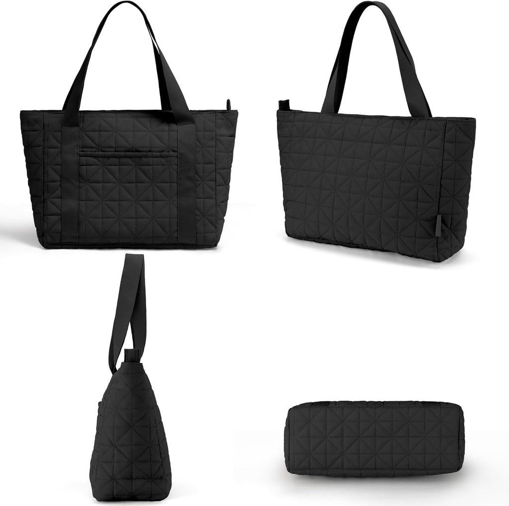 REVOTRA Tote Bag for Women, Puffer Work bag with Zipper, Quilted tote bag, Magnetic Pocket, Purse for Travel, Gym, College
