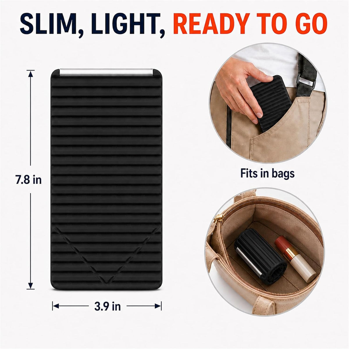 Flexible Silicone Phone Holder, Foldable Stand for Airplane Travel (Black)