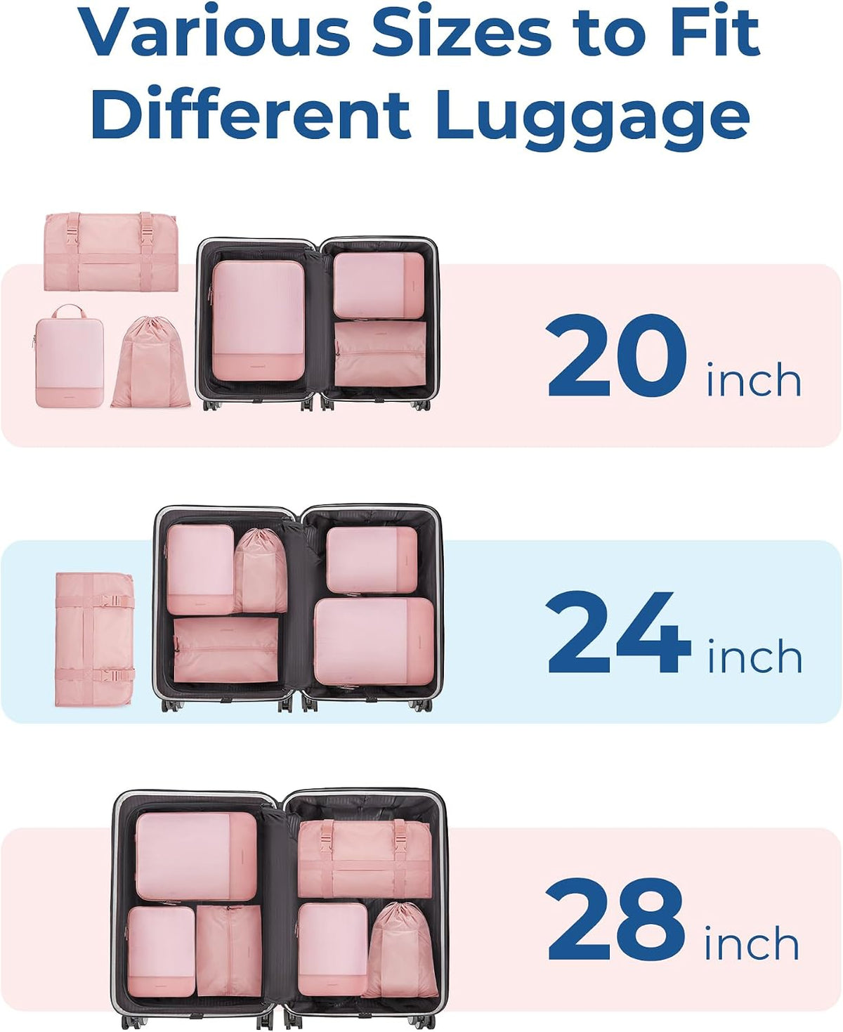 BAGSMART Hanging Compression Packing Cubes 6 Set Cruise Travel Essentials