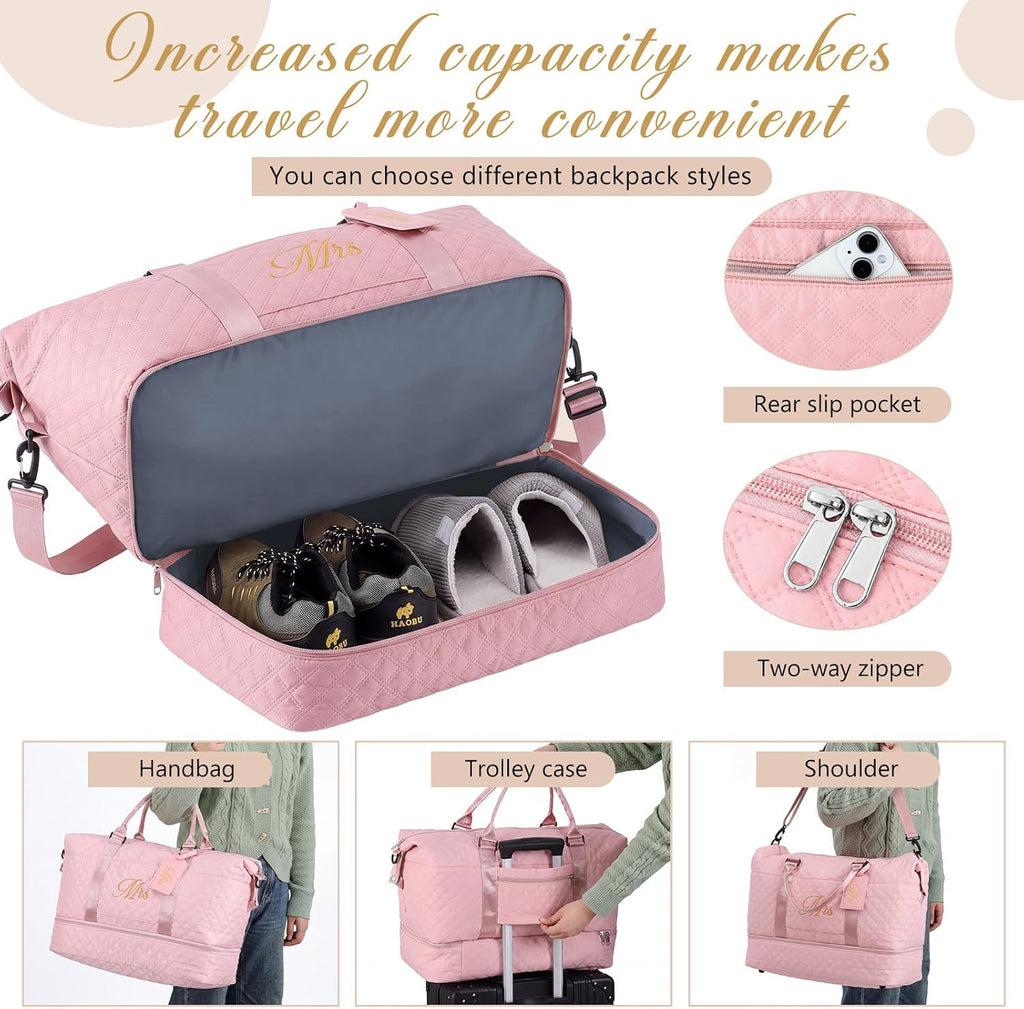 Dansydaisy Mr and Mrs Black,Pink 4 Pcs Honeymoon Duffel Bag Set