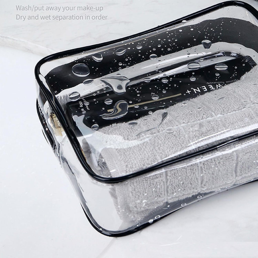 Tergy 20 Packs Clear Cosmetics Bags for Women Men Waterproof Toiletry Bags PVC Makeup Bags Organizer Case with Zipper for Travel Bathroom (Black)