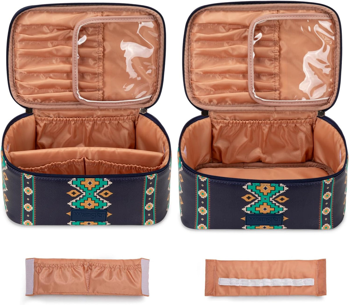 Wrangler Travel Makeup Bag 2pcs Set Cosmetic Bag with Makeup Brush Holder