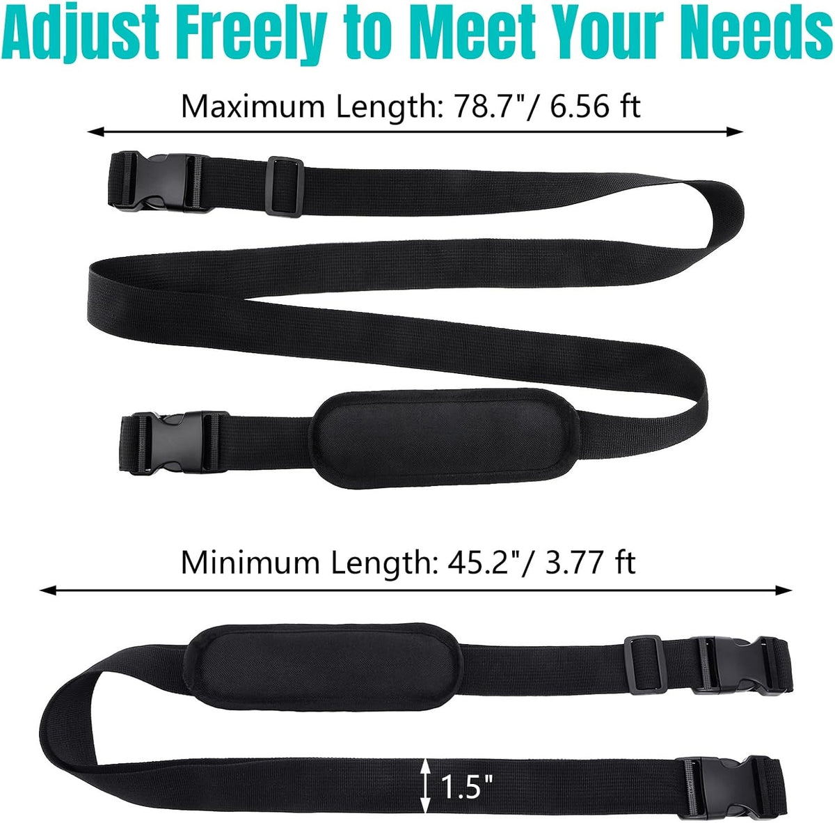 5 Pack Adjustable Carry Strap, Heavy-Duty Universal Shoulder Sling for Luggage, Bags, Sports Gear, Outdoor Equipment – Hands-Free Carrying Solution