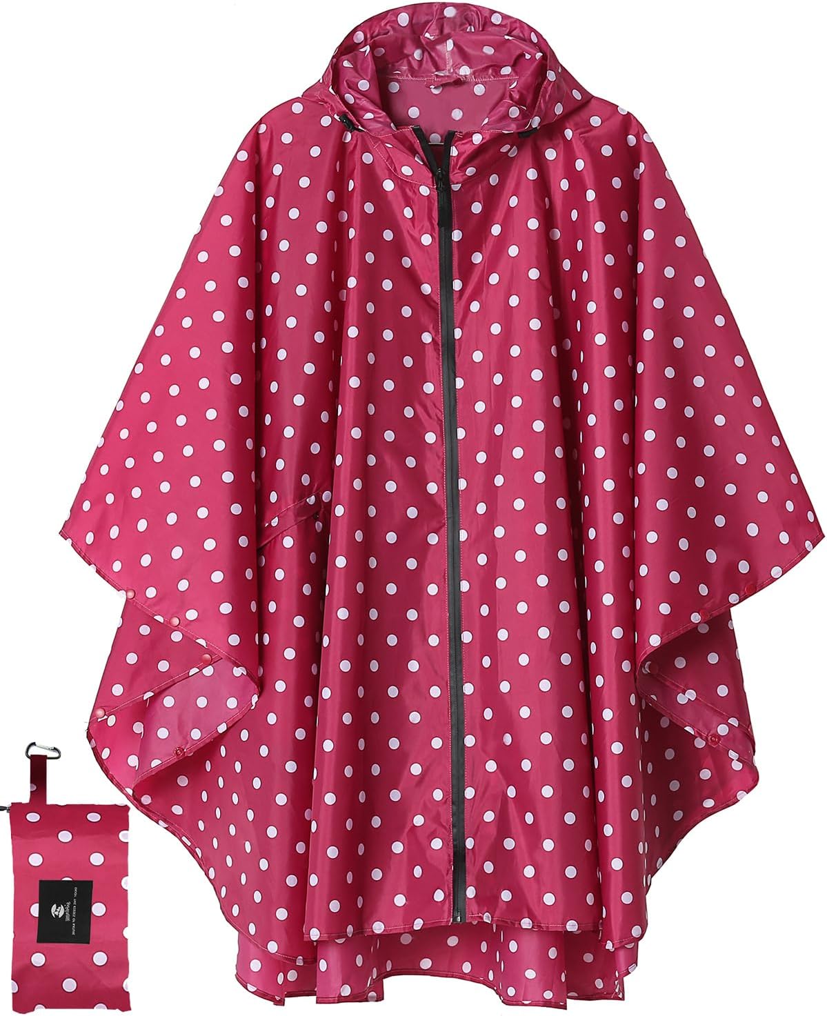 SaphiRose Adult Rain Poncho Waterproof Hooded Zipper Raincoat with Pockets