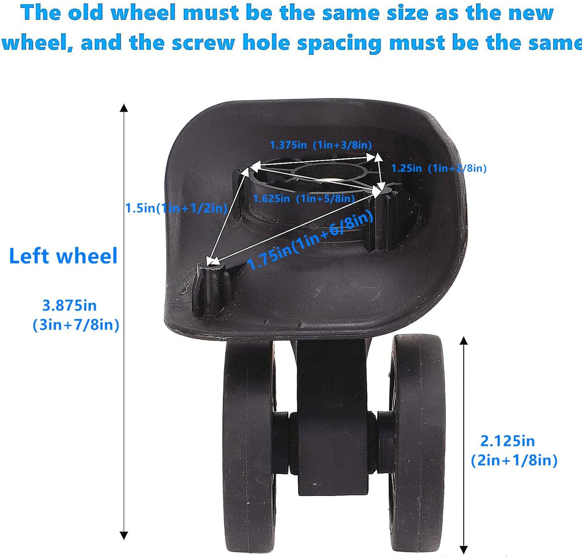 1 Pair Luggage Suitcase Wheel, Luggage Wheels Replacement Travel Suitcase Caster Wheels 360° Swivel, Trunk Luggage Wheel Spare Part Replacement Left and Right Wheels (A18)