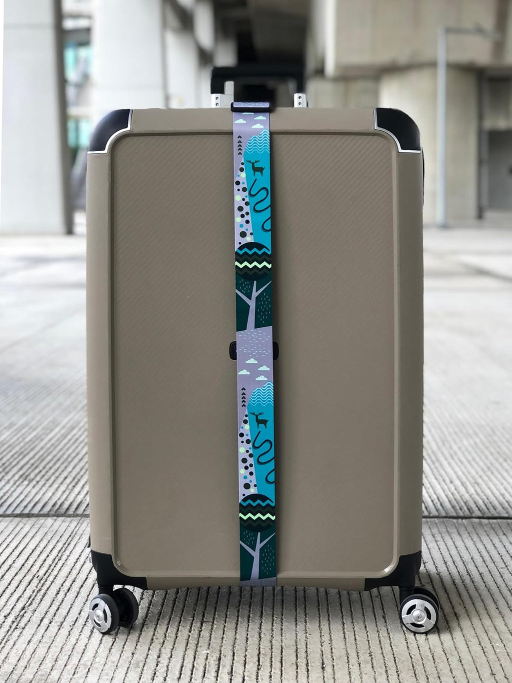 Teeoff Luggage Straps Suitcase Belts Travel Bag Accessories Adjustable 220CM (Geometric Deer - 2 Pack)