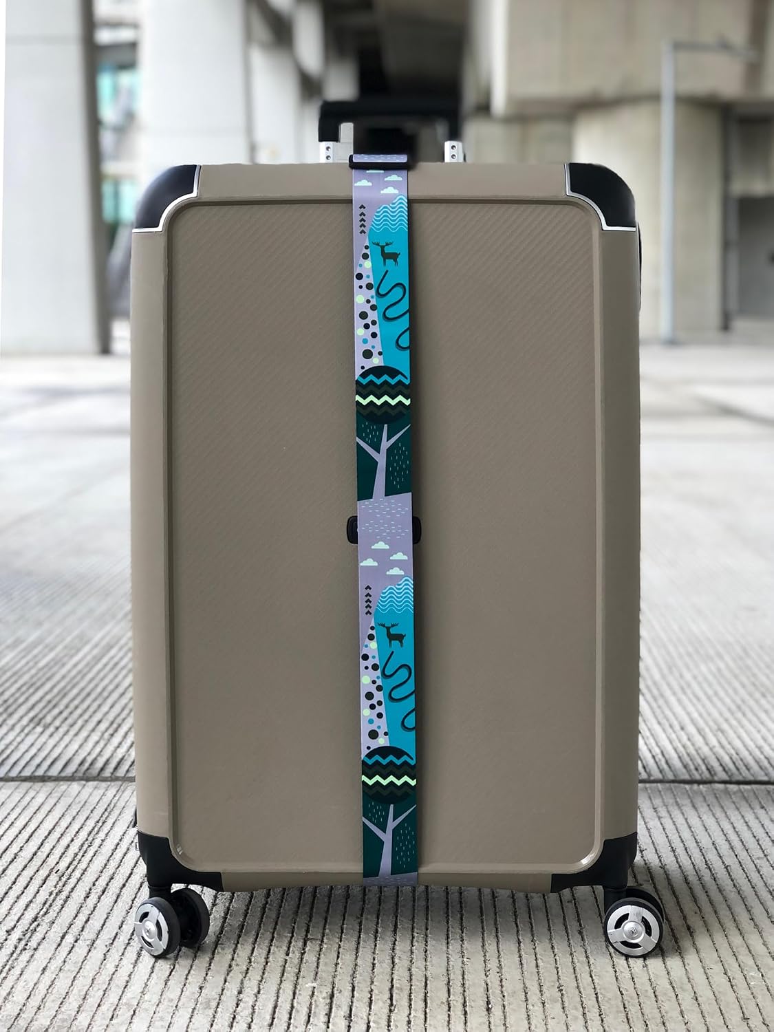 Teeoff Luggage Straps Suitcase Belts Travel Bag Accessories Adjustable 220CM (Geometric Deer - 2 Pack)
