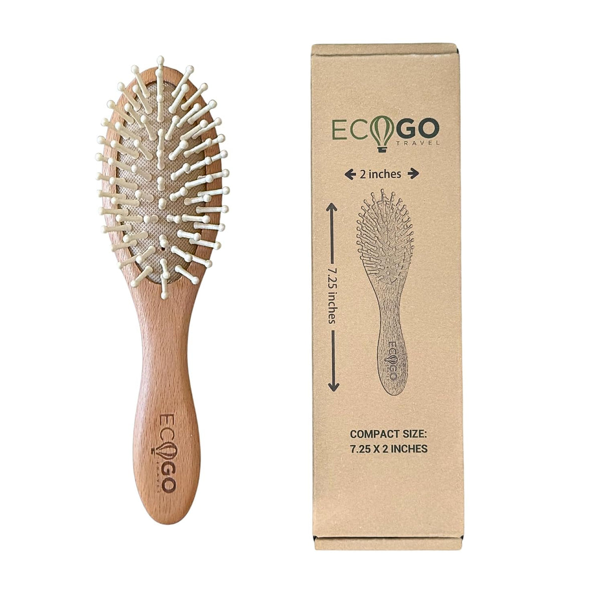 Small Wooden Hair Brush – Bamboo Bristle Brush – Compact, Travel-Friendly, Fits in Purse or Pocket – Great Gift Idea for Women, Men & Kids – Scalp Massage, Ergonomic Handle