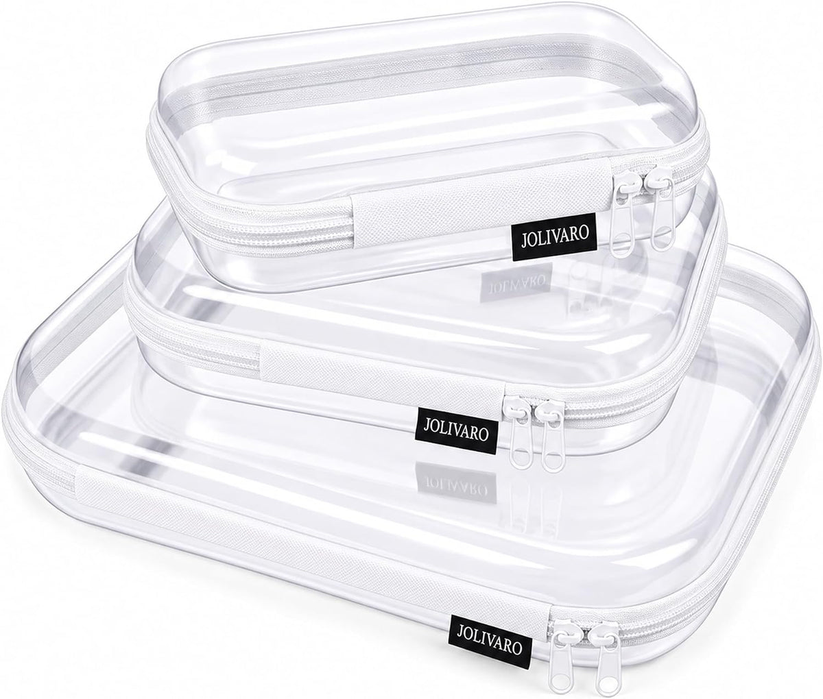 Clear Hard Shell Zipper Case Makeup Storage Organizer Pouches TSA Approved
