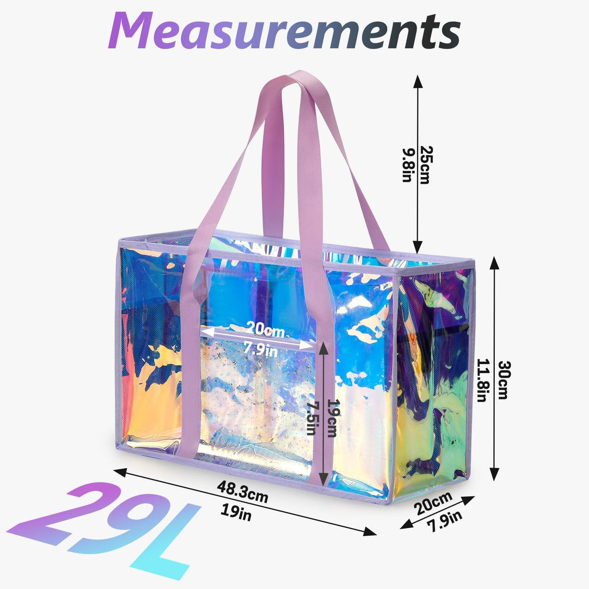 Clear Beach Tote Bag for Women, Sandproof Beach Bag