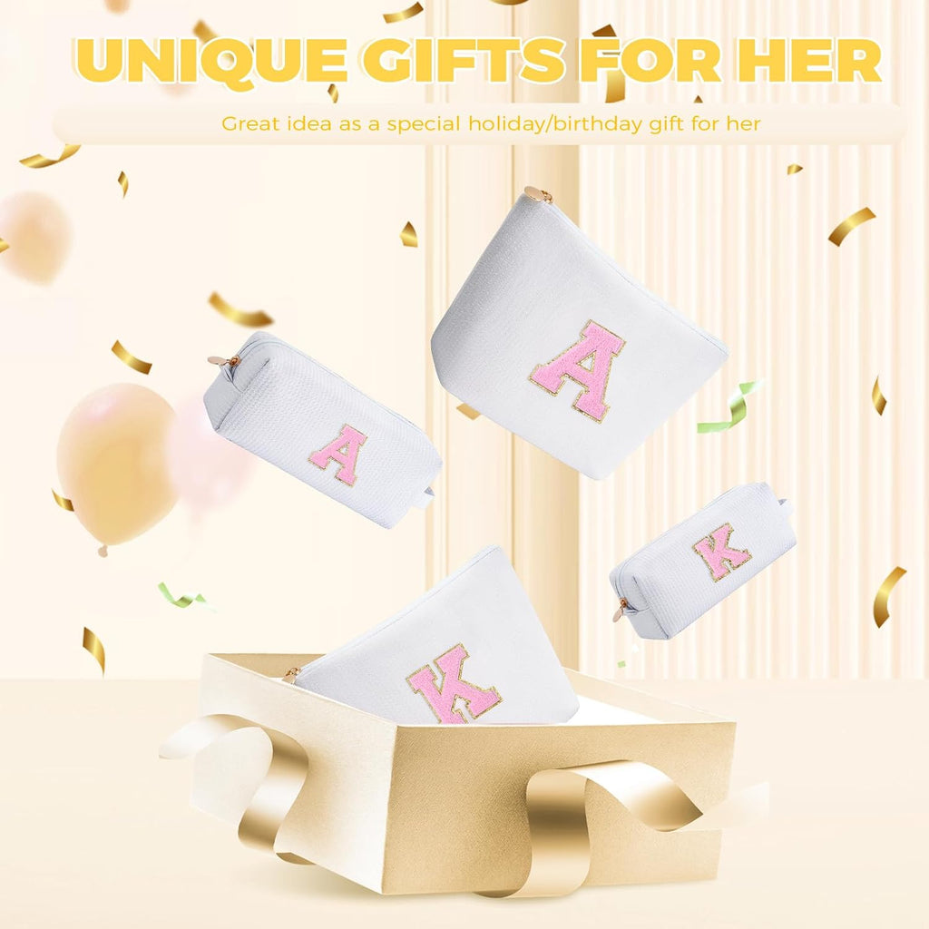 Gifts for Teen Girls Women - Birthday Gifts for 10 11 12 13 14 15 16 17 18 Years Old Girl,Makeup Bag Cosmetic Bag,Teacher Gift Trendy Stuff Toiletry Bag - White,M