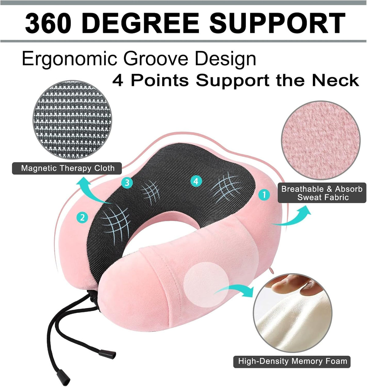 urnexttour Travel Pillow and Blanket Set Neck Pillow Airplane Memory Pink