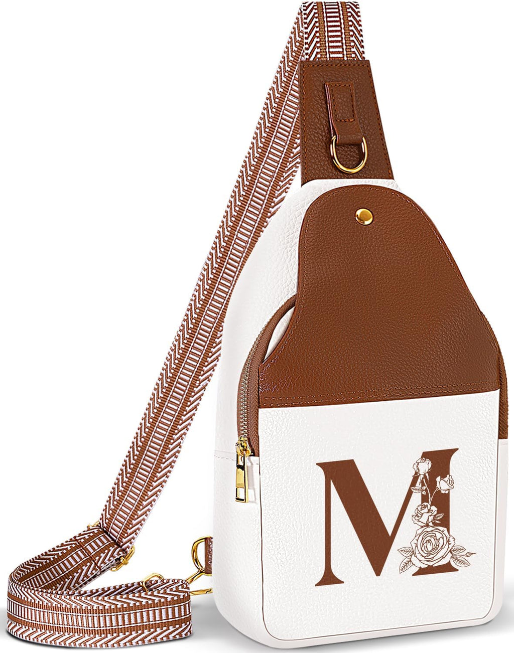 Lizznoe Personalized Crossbody Bag for Women Leather Sling Bags with Initial Letter Chest Bag for Travel, Gift for Mom Wife