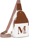 Lizznoe Personalized Crossbody Bag for Women Leather Sling Bags with Initial Letter Chest Bag for Travel, Gift for Mom Wife