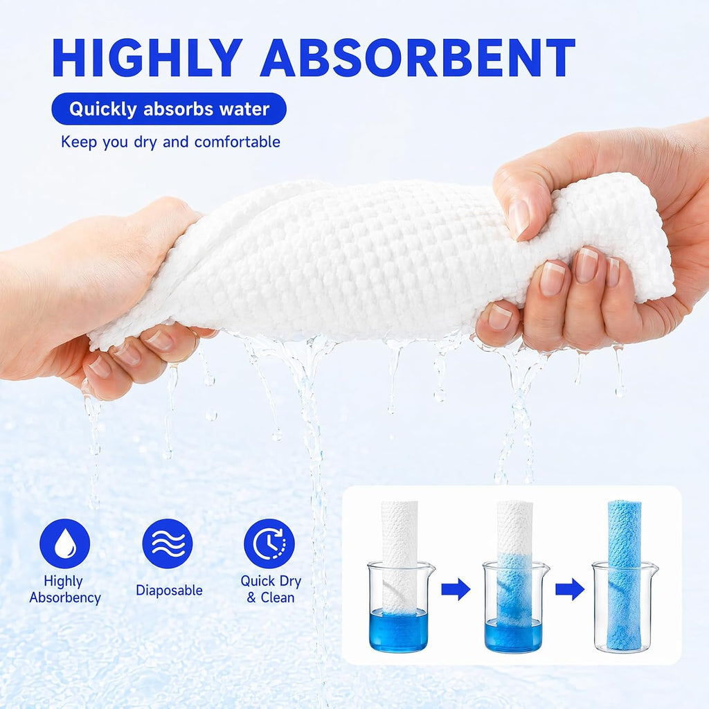 Extra Large Highly Absorbent Disposable Bath Towels for Travel – 10 Pack