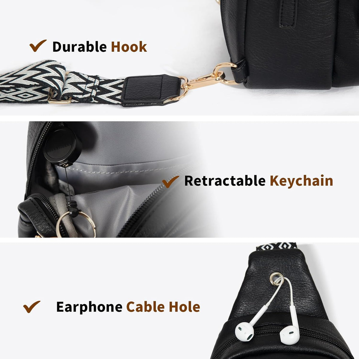 OSOCE Crossbody Bag for Women, Sling Bag Anti Theft, PU Leather Chest Purse