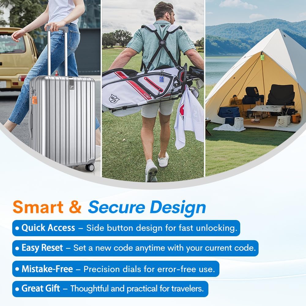 Forge Open Alert TSA Approved Luggage Locks, TSA Travel Locks, Advance Core, Zinc Alloy Body. 4 Color Locks.