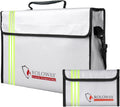 ROLOWAY Large (15 x 12 x 5 inches) Fireproof Bag with Reflective Strip, Water Resistant Fireproof Document Bag Safe for Money, Documents and Valuables Storage