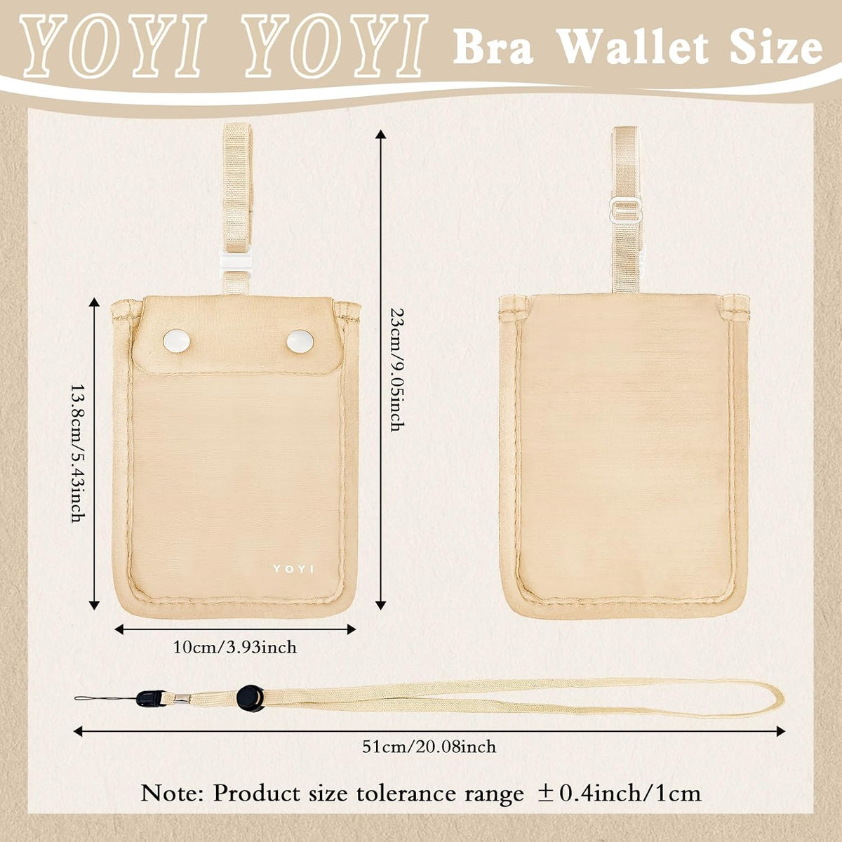 YOYI YOYI RFID Blocking Bra Wallet Neck Strap Secret Stash Pocket Cash Card