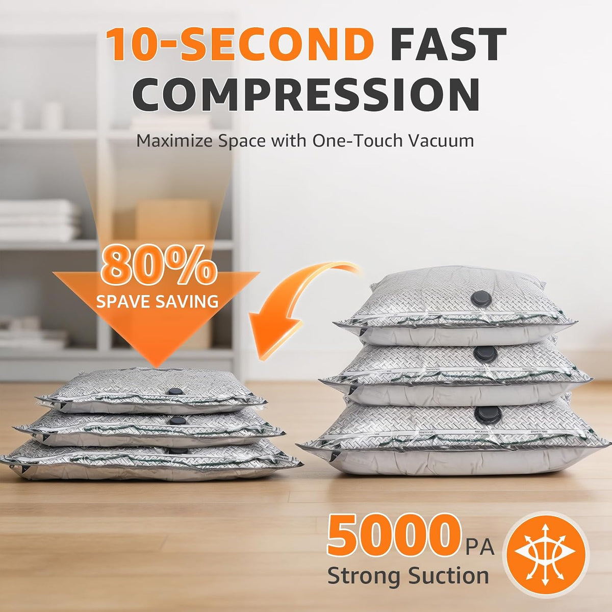 15 Pack Travel Vacuum Bags with Rechargeable Pump, 3 Sizes Combo