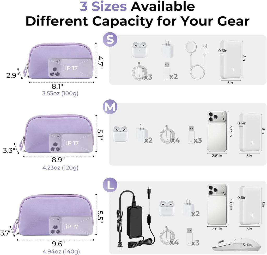 FYY Travel Cable Organizer - 8 Compartments, Lightweight, Water Repellent