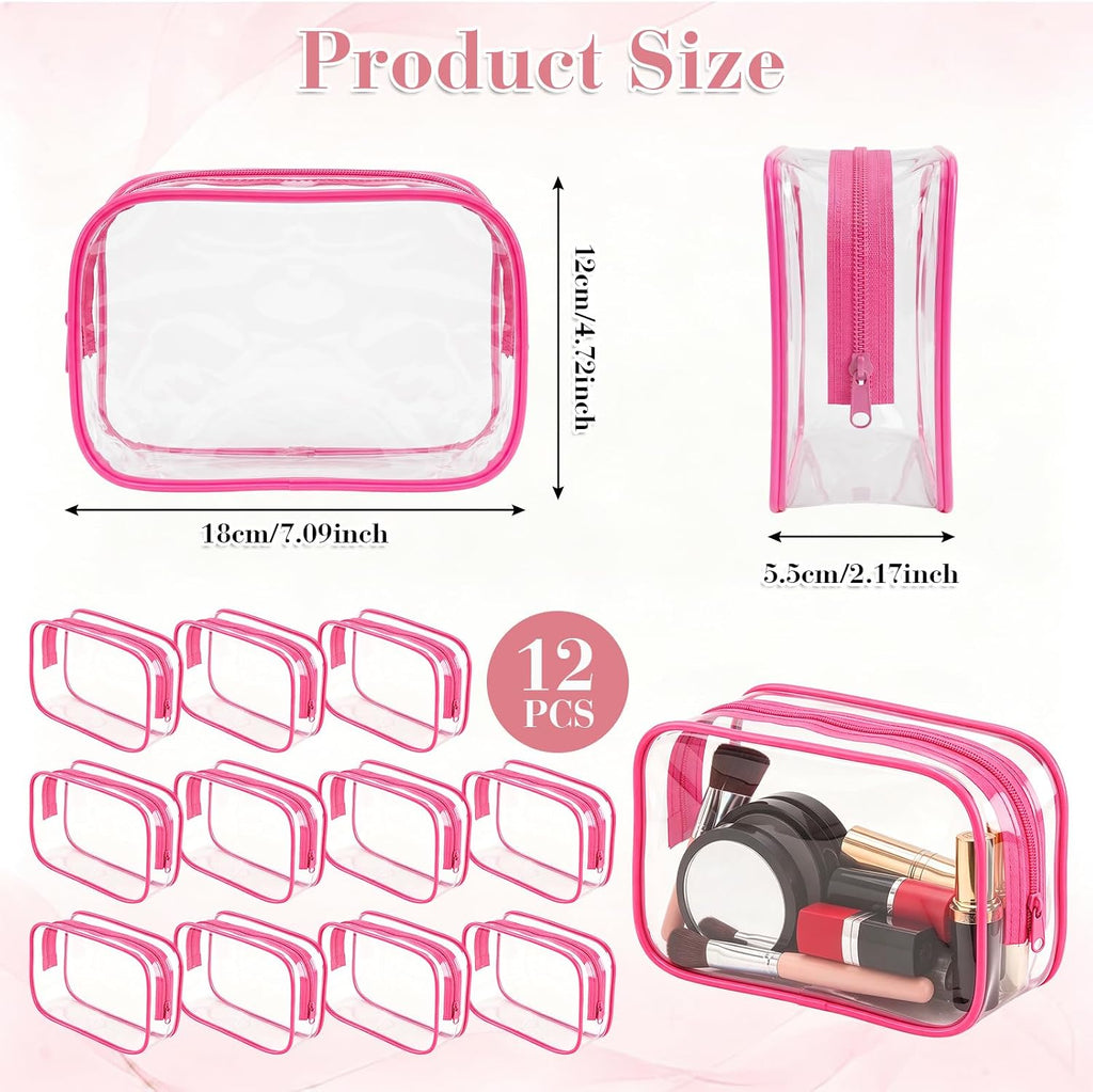 12PCS Clear Makeup Bags With Zipper Waterproof Travel Toiletry Bags PVC