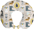 Ambesonne Lion Travel Pillow Neck Rest, Humurous Nerdy Animal Drawings a Creative Whimsical and Repetitive Background Layout, Memory Foam Traveling Accessory for Airplane and Car, 12", Mustard Grey