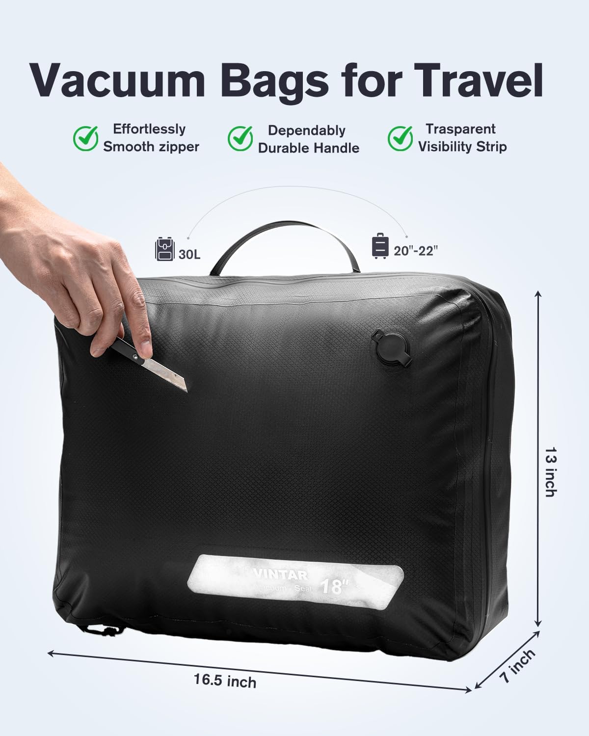 VINTAR Vacuum Bags for Travel with Pump, IP68 Waterproof, 2 Pack, 25L