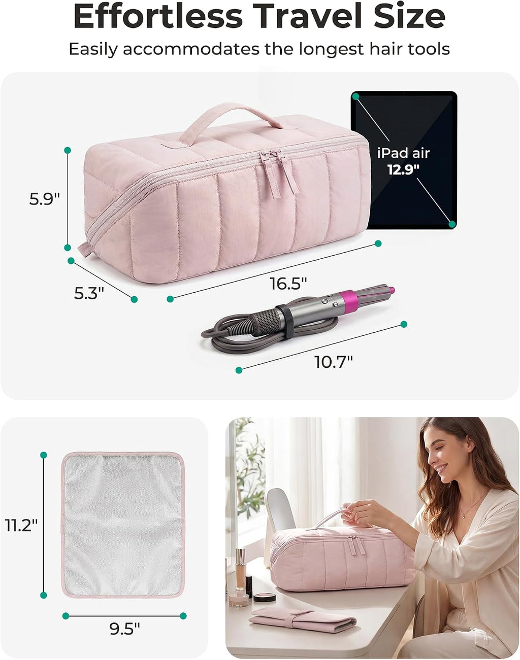 BAGSMART Hair Tool Travel Bag Compatible with Shark FlexStyle, Wide Open