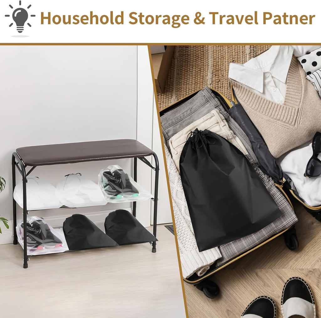 20 Pack Shoe Bags for Travel, BlackTravel Shoe Bags for Packing Waterproof
