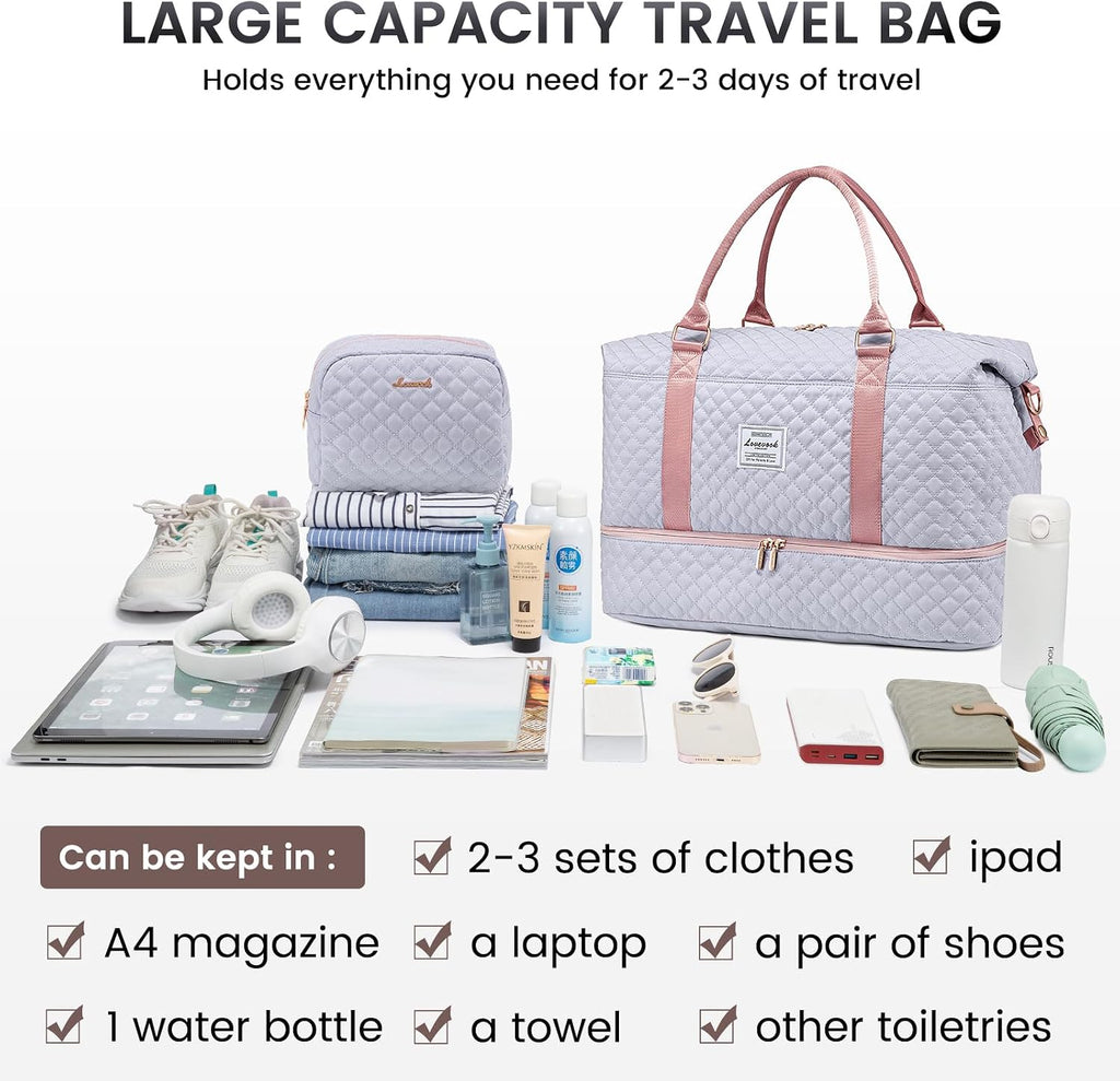 LOVEVOOK Travel Duffle Bag,Weekender Bags for Women with Shoe Compartment