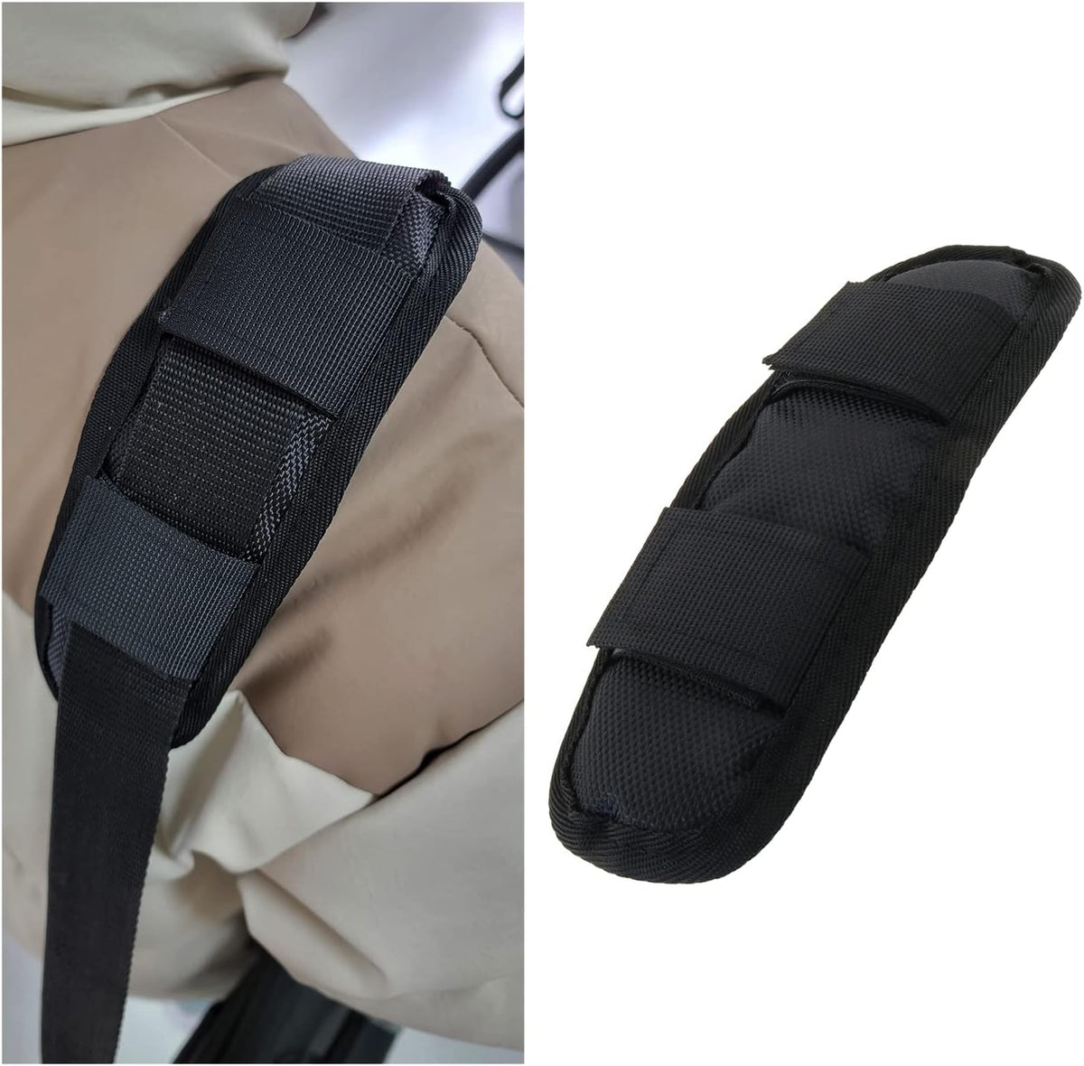 Shoulder Strap Pad Black Removable Luggage Bags Shoulder Strap Pads Fastener Cushions for Bag Backpack Satchel (Pack of 2)