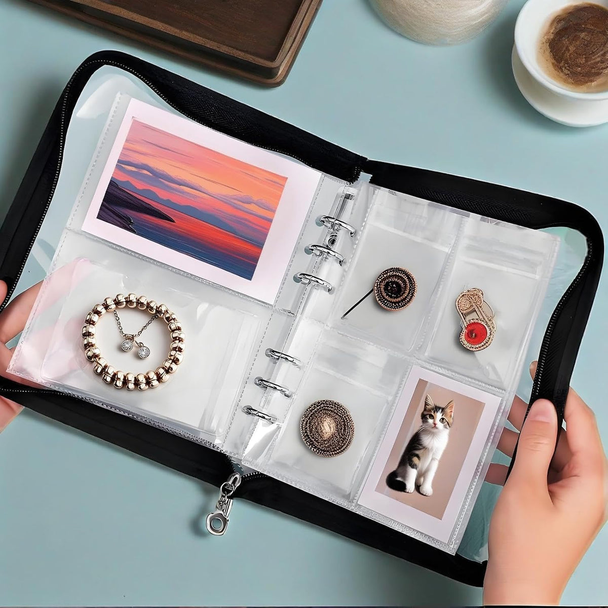 91 Slot Transparent Jewelry Organizer Book with Zipper