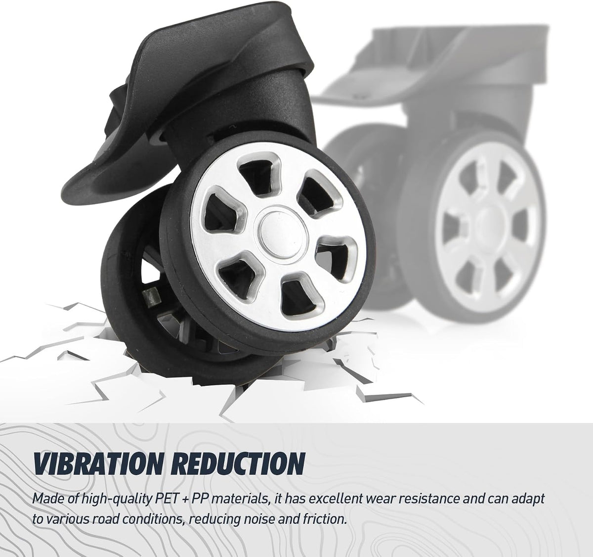 1 Pair Smooth Luggage Replacement Wheels DL045, Low-Noise Swivel Casters