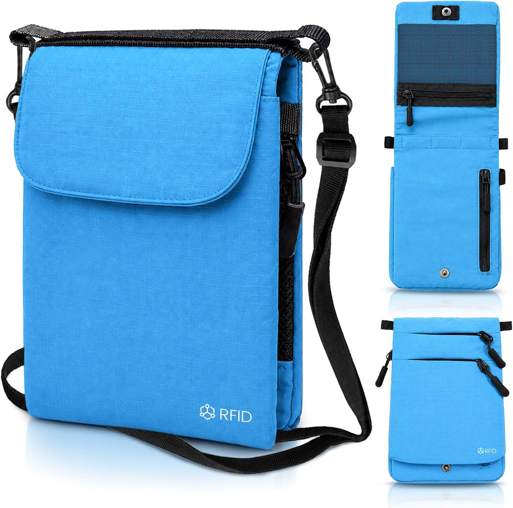 RFID Blocking Passport Holder for Travel Women Wallet Suit Single & Couples, Travel Essentials Neck Wallet with Adjustable Strap and Multi-Pocket Document Organizer Men for International Travelers