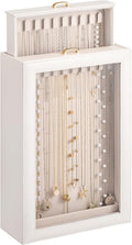 Lolalet Necklace Organizer Box, Jewelry Display Case, White, 2 Layers