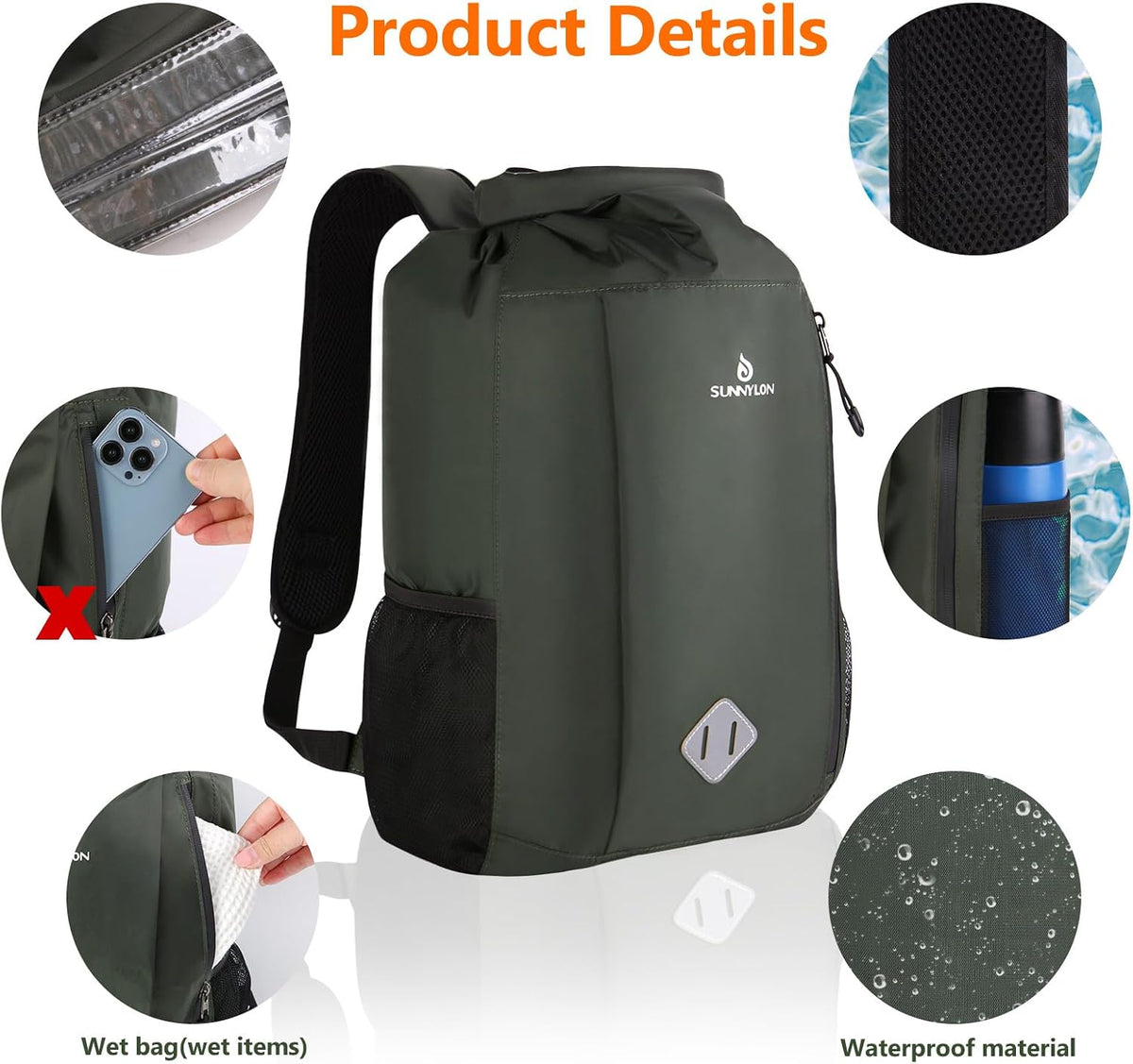 Dry Bag Backpack, 20L Dry Bags Waterproof with Waist Pouch and Phone Case,Roll top Dry bag for kayaking,Marine dry bag for Kayaking,Beach, Rafting, Boating, Hiking, Camping and Fishing