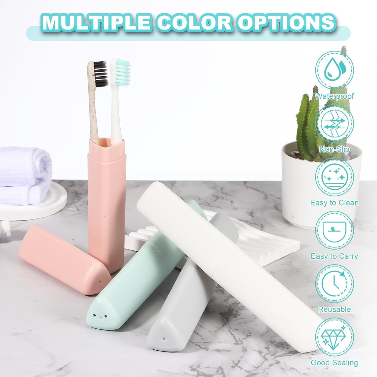 uxcell 2Pcs Travel Toothbrush Case, 8.27 x 1.38 Portable Travel Toothbrush Holder, Plastic Toothpaste Container for Bathroom, Gym, Business Trip, Camping, Green