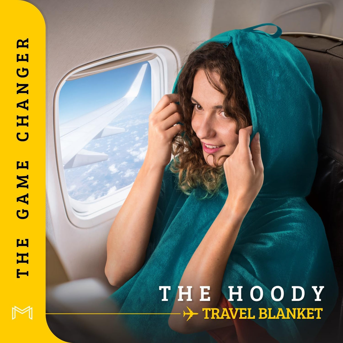 Travel Blanket Airplane Compact with Hoodie, Folds into a Travel Pillow
